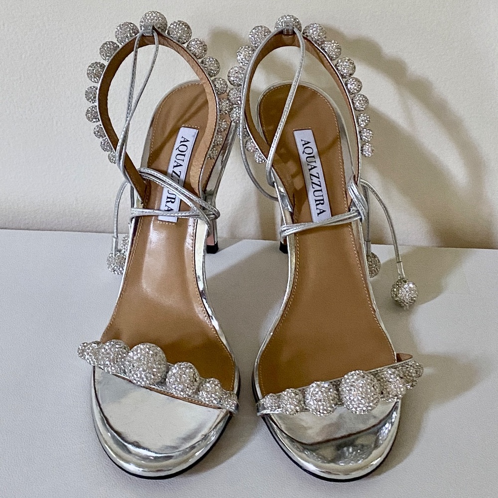 Aquazzura Silver Disco Ball Leather Stilettos / Heels US8 - Picture 11 of 16